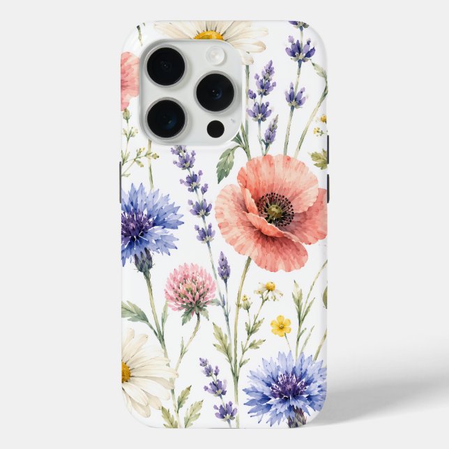 Coques Case-Mate iPhone Fleurs de Prairie de Fleur Sauvage à l'Aquarelle (Verso)