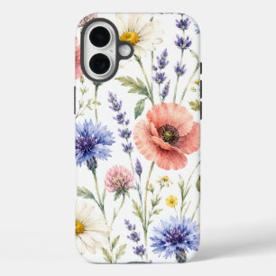 Coque Pour iPhone 16 Plus Fleurs de Prairie de Fleur Sauvage à l'Aquarelle