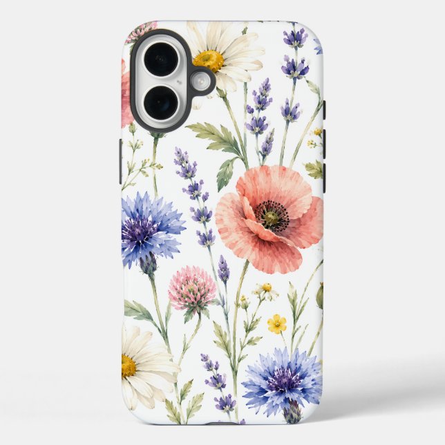 Coques Case-Mate iPhone Fleurs de Prairie de Fleur Sauvage à l'Aquarelle (Verso)