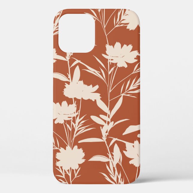 Coques Case-Mate iPhone Fleurs de prairie de silhouette rétro sans couture (Verso)