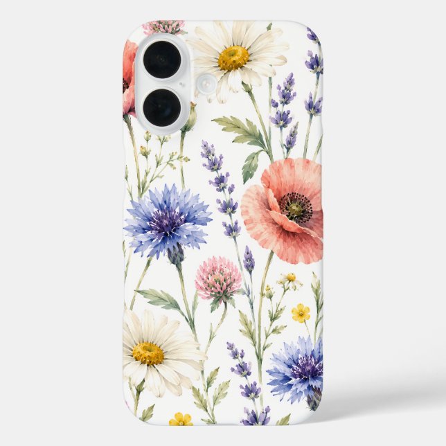 Coques Case-Mate iPhone Fleurs de prairie sauvage aquarelle (Verso)