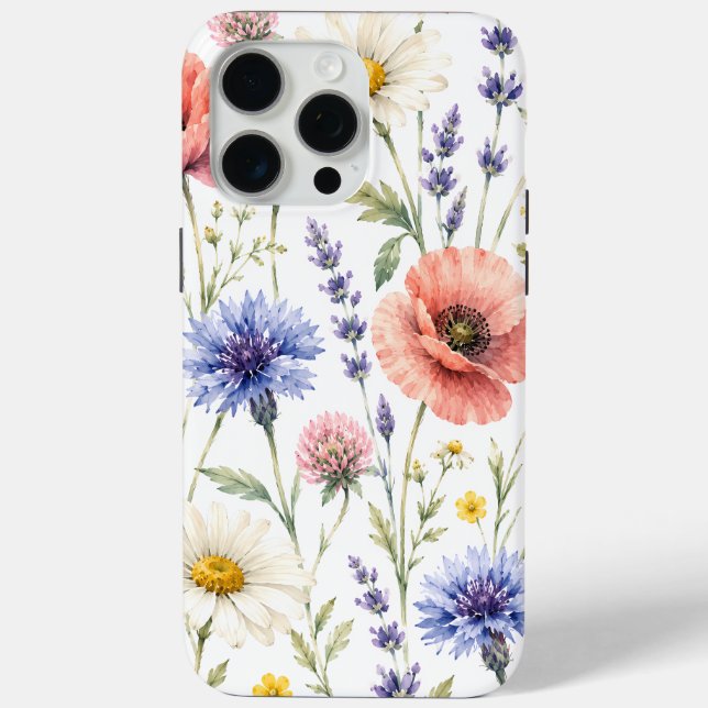 Coques Case-Mate iPhone Fleurs de Prairie Sauvage Aquarelle (Verso)