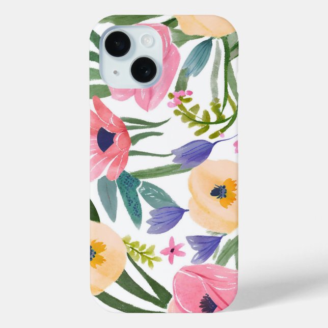Coques Case-Mate iPhone Fleurs de printemps | Aquarelle florale Pastel (Verso)