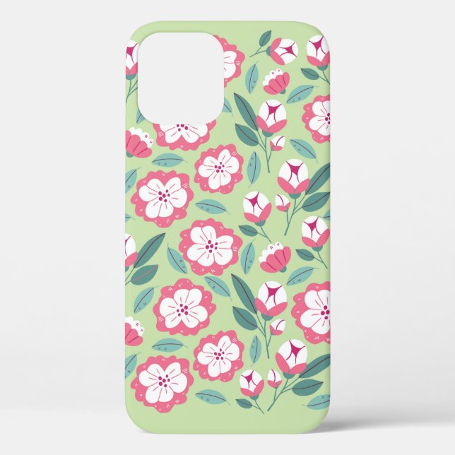 Coques Case-Mate iPhone Fleurs de printemps et herbes motif sans soudure (Verso)