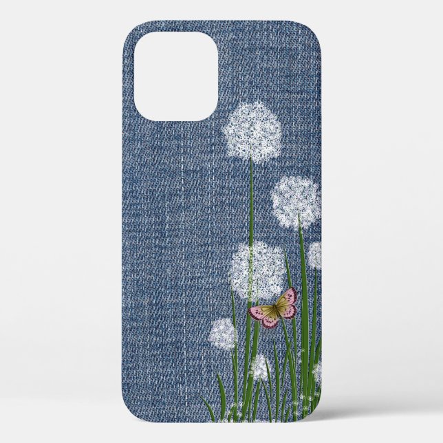 Coques Case-Mate iPhone Fleurs de Puff sur Denim (Verso)