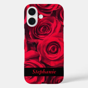 Coque Pour iPhone 16 Fleurs de rose profonde personnalisées