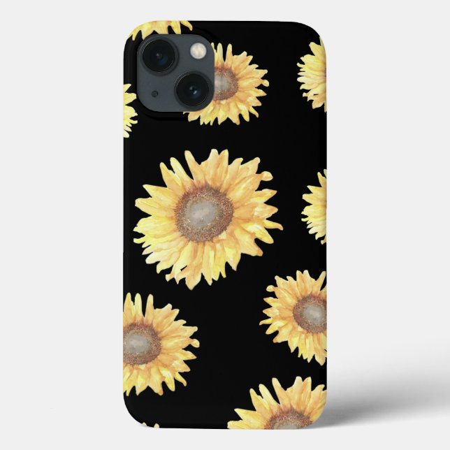 Coques Case-Mate iPhone Fleurs de soleil en noir (Verso)