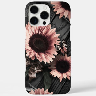 Coque iPhone 16 Pro Max Fleurs de soleil et papillons