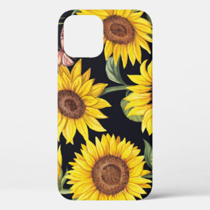 Case-Mate iPhone Case Fleurs de soleil, papillons, aquarelle noir