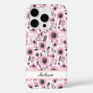 Coque iPhone 16 Pro Fleurs de soleil rose