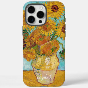 Coque iPhone 16 Pro Max Fleurs de soleil Rouge orange jaune Van Gogh