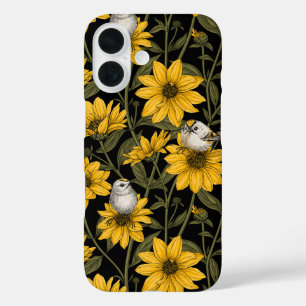Coque Pour iPhone 16 Fleurs de soleil sauvages et crêtes d'or/ jaune