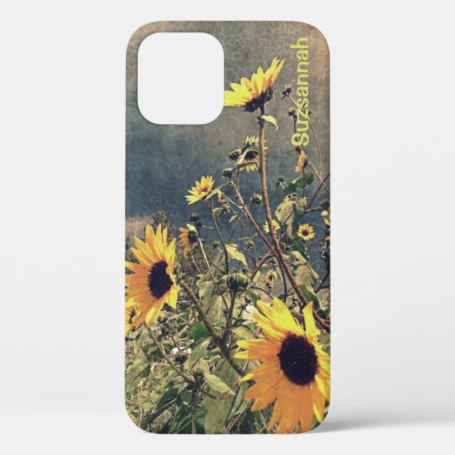 Coques Case-Mate iPhone Fleurs de soleil sous nuages orageux Nom personnal (Verso)