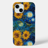 Fleurs de soleil Van Gogh et nuit étoilée