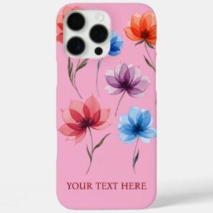Coque iPhone 16 Pro Max Fleurs de texte personnalisées