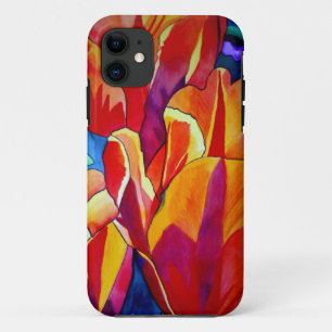 Coque iPhone 11 Fleurs de tulipes orange, peinture aquarelle, art 