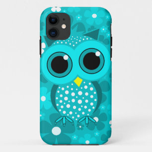 Coque Case-Mate Pour iPhone fleurs de turquoise et hibou mignon