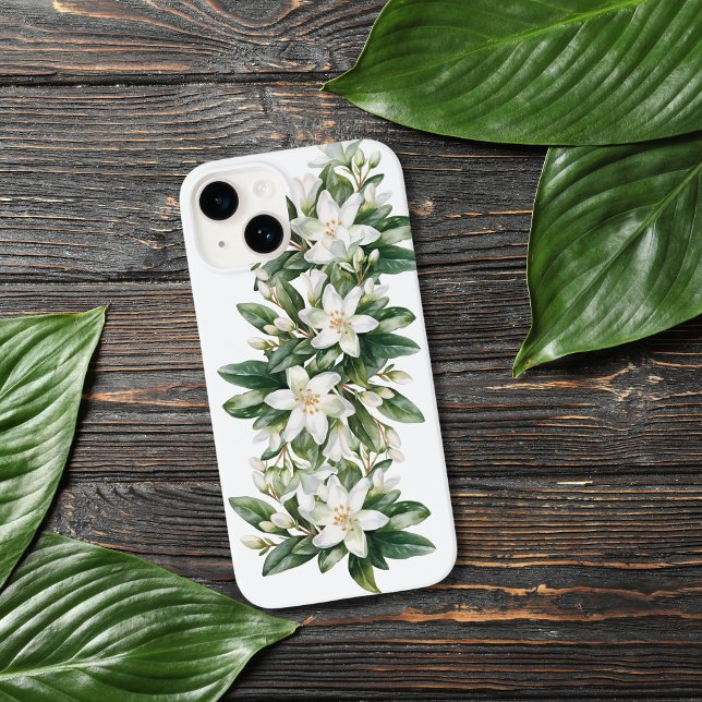Coques Case-Mate iPhone Fleurs de verdure florale blanche  (White Floral Flowers Greenery iPhone Case)