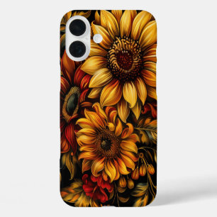 COQUE POUR iPhone 16 PLUS FLEURS D'ÉCLAIRAGE DE CHUTE ROUGE ORANGE JAUNE