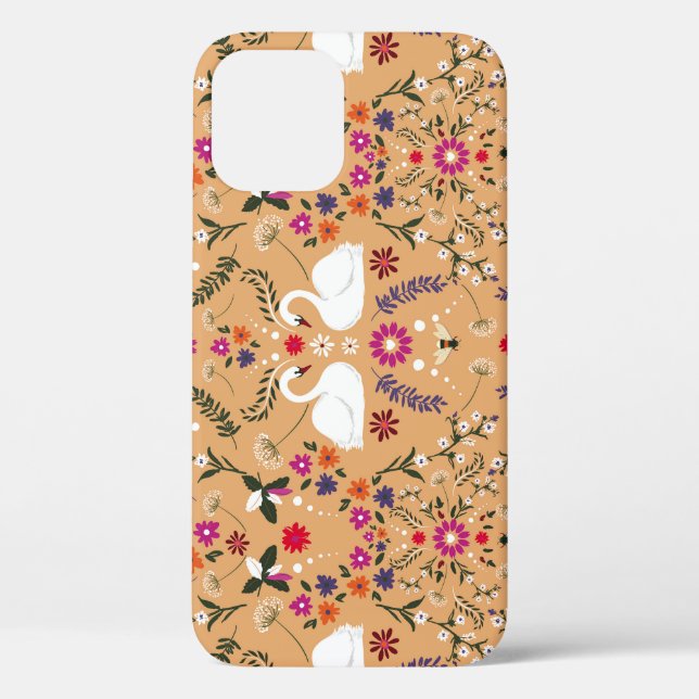 Coques Case-Mate iPhone Fleurs délicates, imaginaire cygne sans couture mo (Verso)