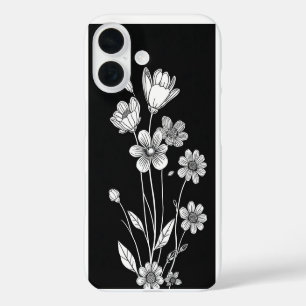 Coque Pour iPhone 16 Fleurs délicates : un croquis botanique
