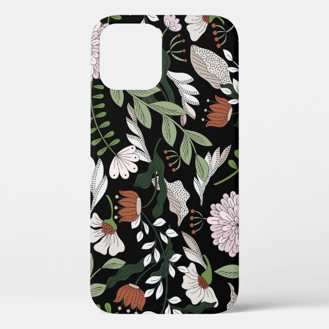 Coques Case-Mate iPhone Fleurs d'Engraving Antique Peint à la main (Verso)