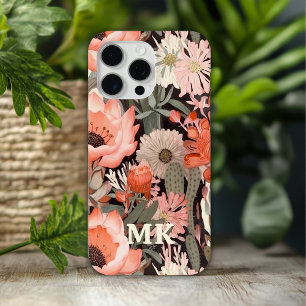 Coque Case-Mate iPhone Fleurs Désertiques Modernes Monogramme Floral