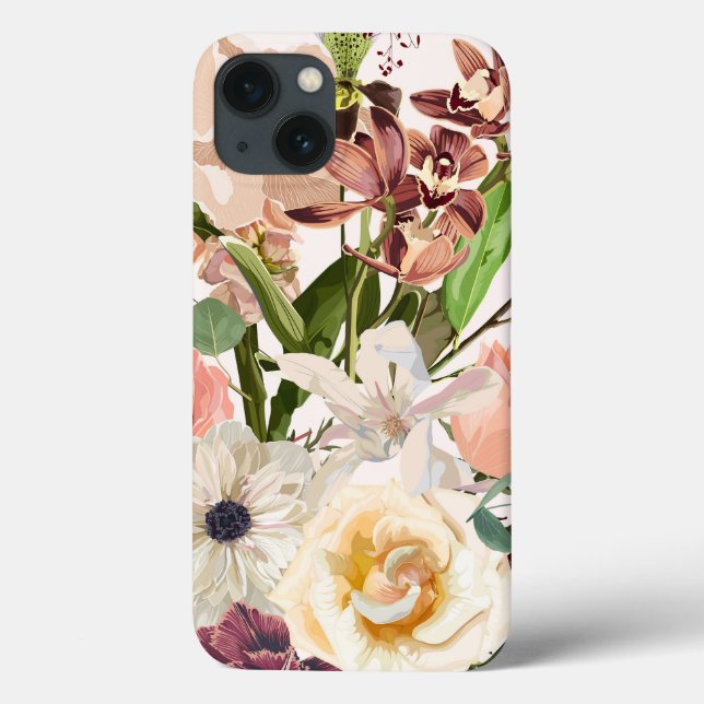 Coques Case-Mate iPhone Fleurs dessinées à la main de manière détaillée. (Verso)
