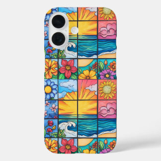 Coque Pour iPhone 16 Fleurs d'été océan mosaïque de l'océan