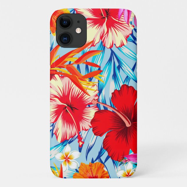 Coques Case-Mate iPhone fleurs d'hibiscus bleu tropical (Dos)