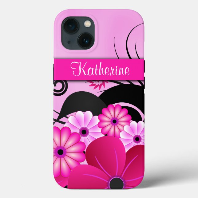 Coques Case-Mate iPhone Fleurs d'Hibiscus rose Fuchsia vives (Verso)