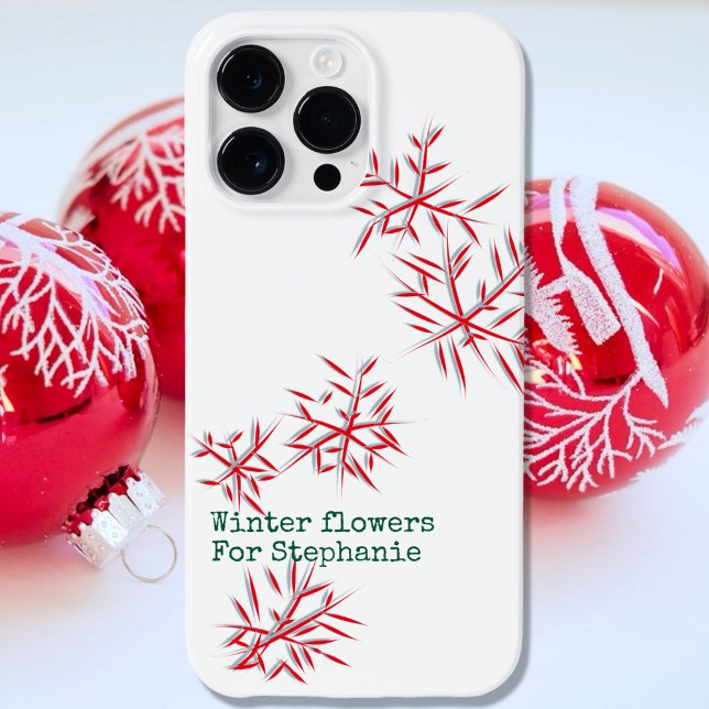 Coques Case-Mate iPhone Fleurs d'hiver rouge blanc typographie festive mod (Créateur téléchargé)