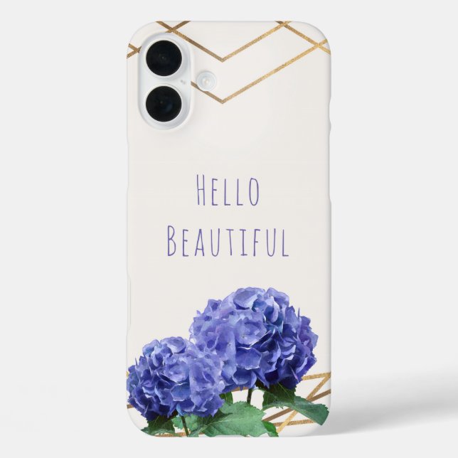 Coques Case-Mate iPhone Fleurs d'Hydrangea & Or Élégant Glam Personnalisé (Verso)