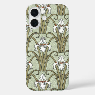 Coques iPhone 16 Fleurs d'iris Art Nouveau vintage dans un jardin