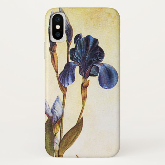 Coques Case-Mate iPhone FLEURS D'IRIS BLEUES ÉLÉGANTES Florales D'Ivoire (Dos)