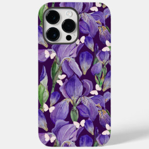 Coque Case-Mate iPhone Fleurs d'Iris violettes et papillons
