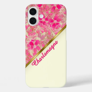 Coque Pour iPhone 16 Plus Fleurs d'ivoire, d'or et de rose (personnalisées)