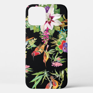 Case-Mate iPhone Case Fleurs d'oiseaux sauvages : Noir Vintage