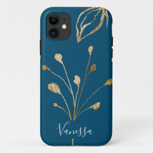 Case-Mate iPhone Case Fleurs d'or élégantes et élégantes Nom personn