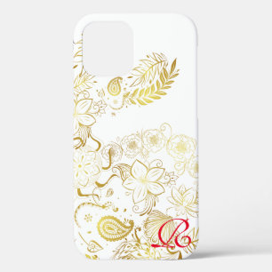 Case-Mate iPhone Case Fleurs d'or modernes et Monogramme Coque-Mate iPho