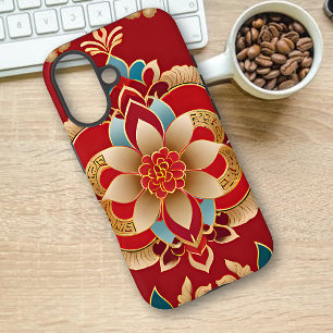 Coque Pour iPhone 16 Fleurs d'or orientales Nouvel An chinois