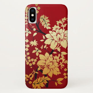 Case-Mate iPhone Case Fleurs d'or orientales sur le rouge