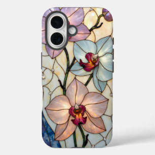 Coque Pour iPhone 16 Fleurs d'Orchidée en Verre Coloré