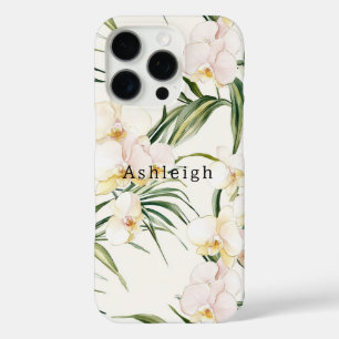 Coque iPhone 16 Pro Fleurs d'orchidées blanches tropicales