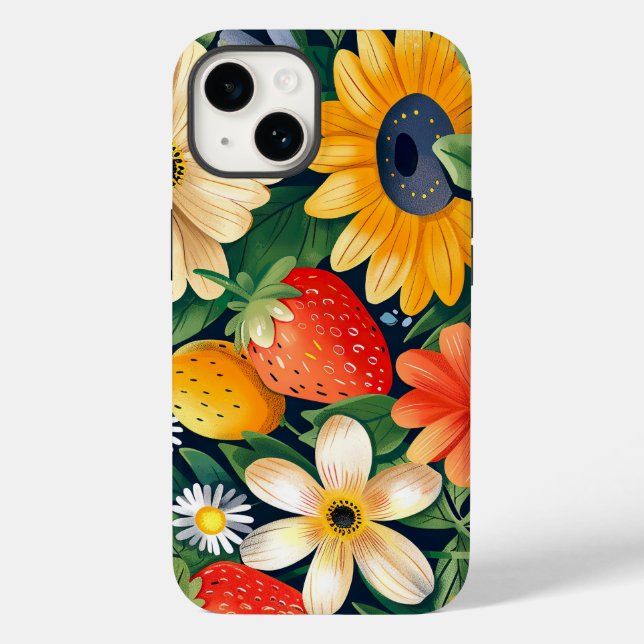 Coques Case-Mate iPhone Fleurs du jardin d'été Motif de fraises (Verso)