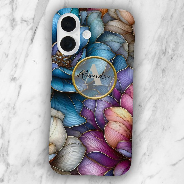 Coques Case-Mate iPhone Fleurs élégantes et opulentes avec cadre en cercle (Créateur téléchargé)