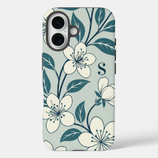 Coque Pour iPhone 16 Fleurs élégantes Motif botanique floral blanc