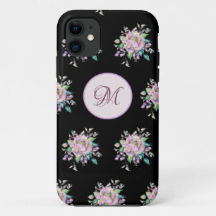 Case-Mate iPhone Case Fleurs élégantes Pastel Aquarelle Monogramme noi