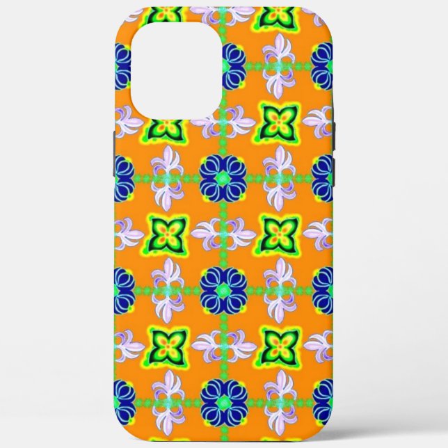 Coques Case-Mate iPhone Fleurs en Artdeco style rétro vert bleu jaune (Verso)