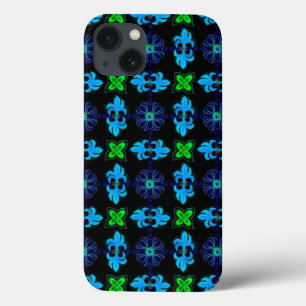 Etui iPhone Case-Mate Fleurs en jaune vert-bleu de rétro style d'Artdec